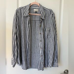 Striped Linen Button-Up Shirt, Universal Thread, XL